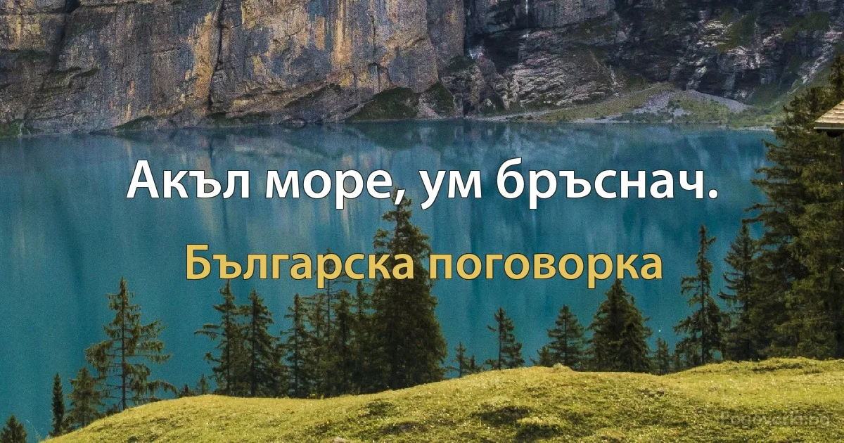 Акъл море, ум бръснач. (Българска поговорка)