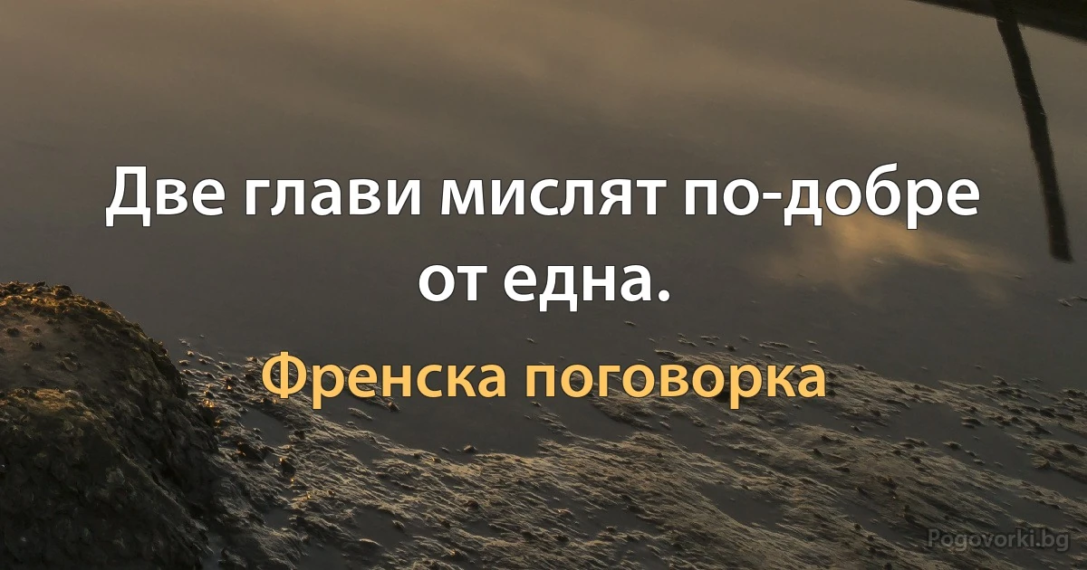 Две глави мислят по-добре от една. (Френска поговорка)