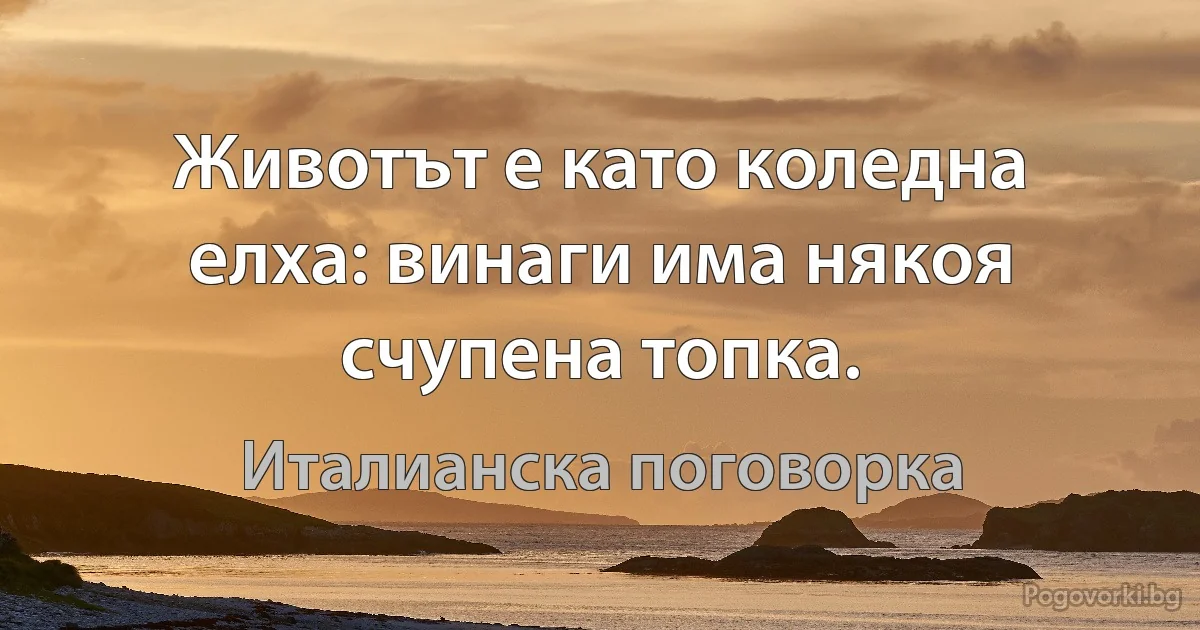 Животът е като коледна елха: винаги има някоя счупена топка. (Италианска поговорка)