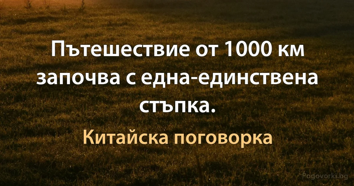 Пътешествие от 1000 км започва с една-единствена стъпка. (Китайска поговорка)