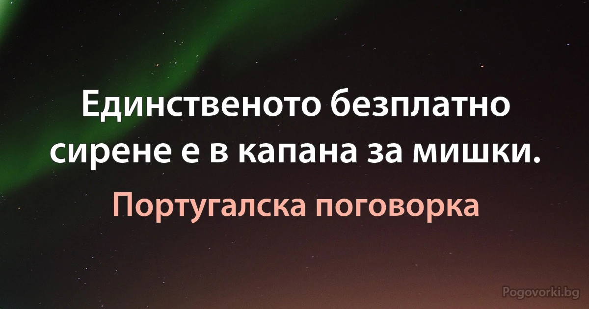 Единственото безплатно сирене е в капана за мишки. (Португалска поговорка)