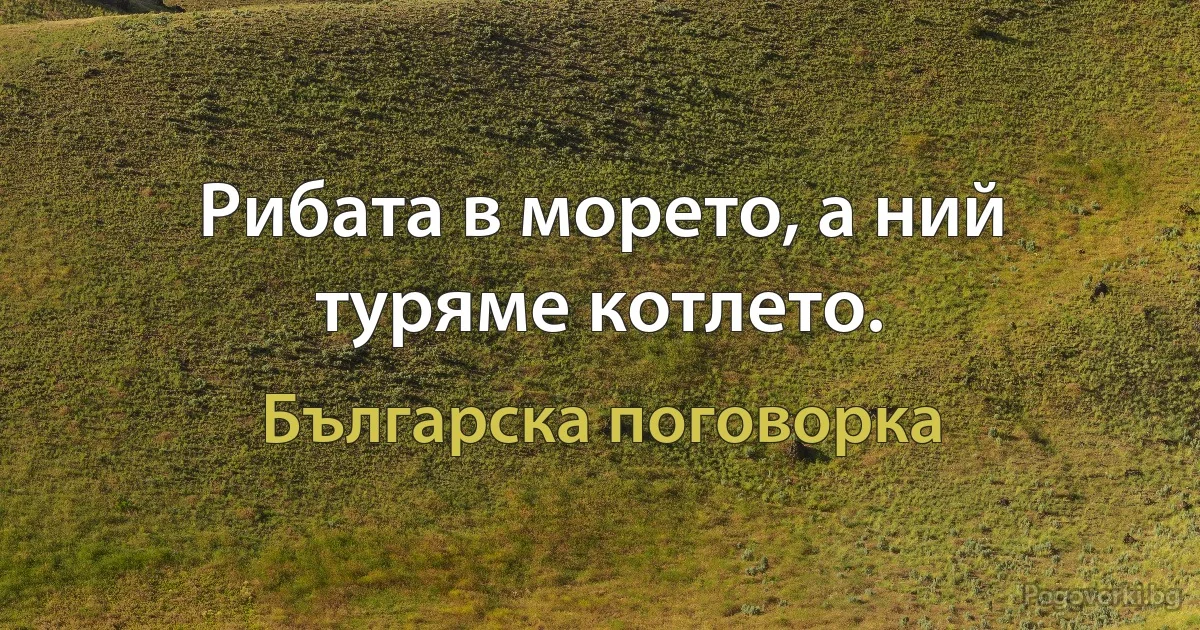 Рибата в морето, а ний туряме котлето. (Българска поговорка)