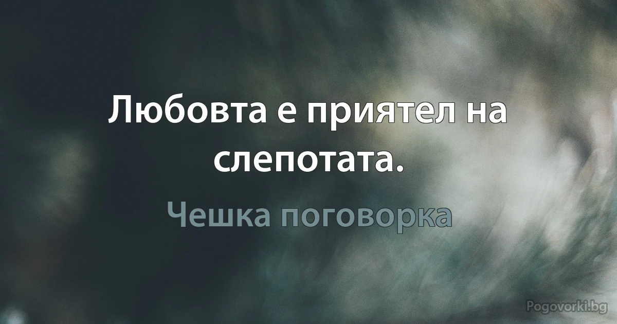 Любовта е приятел на слепотата. (Чешка поговорка)