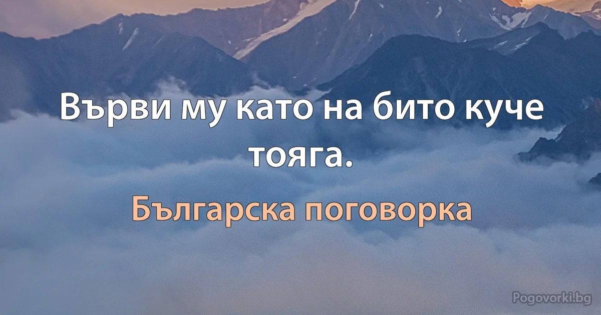 Върви му като на бито куче тояга. (Българска поговорка)