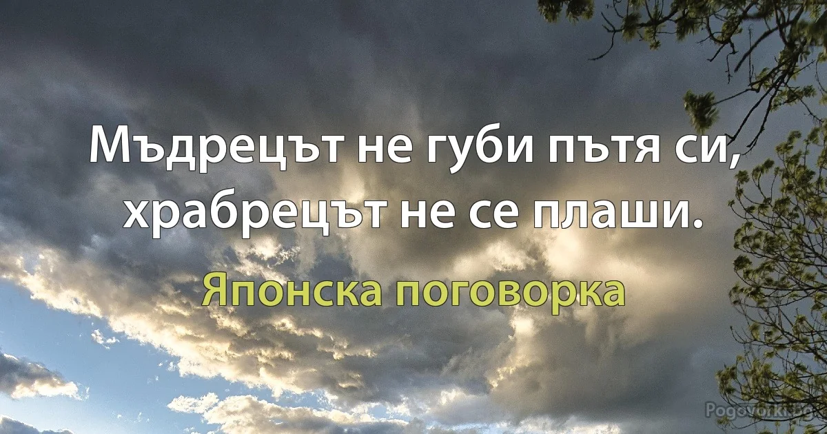 Мъдрецът не губи пътя си, храбрецът не се плаши. (Японска поговорка)