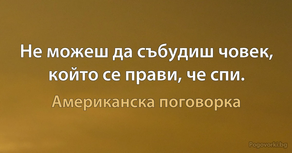 Не можеш да събудиш човек, който се прави, че спи. (Американска поговорка)