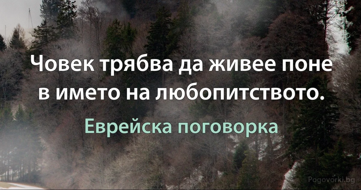 Човек трябва да живее поне в името на любопитството. (Еврейска поговорка)