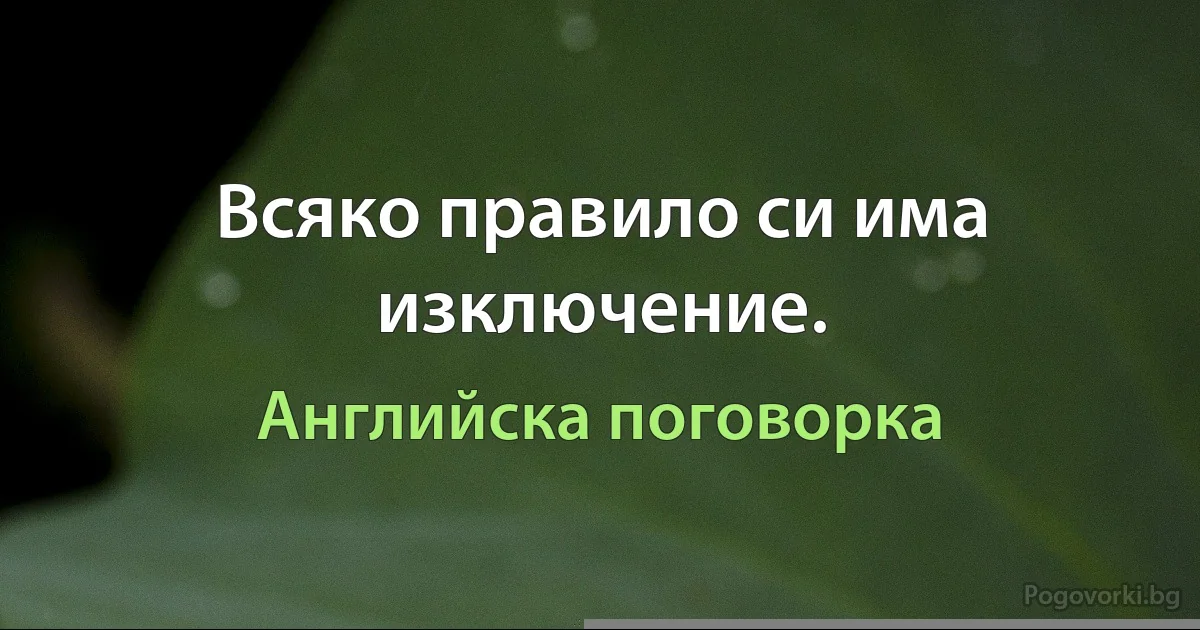 Всяко правило си има изключение. (Английска поговорка)