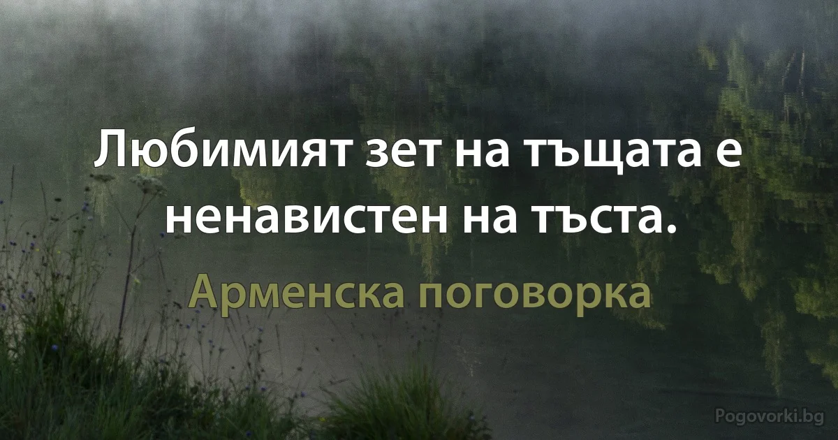 Любимият зет на тъщата е ненавистен на тъста. (Арменска поговорка)