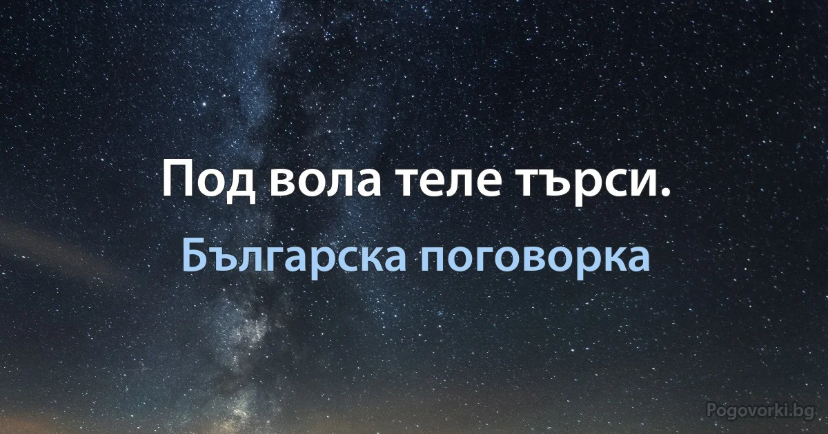 Под вола теле търси. (Българска поговорка)