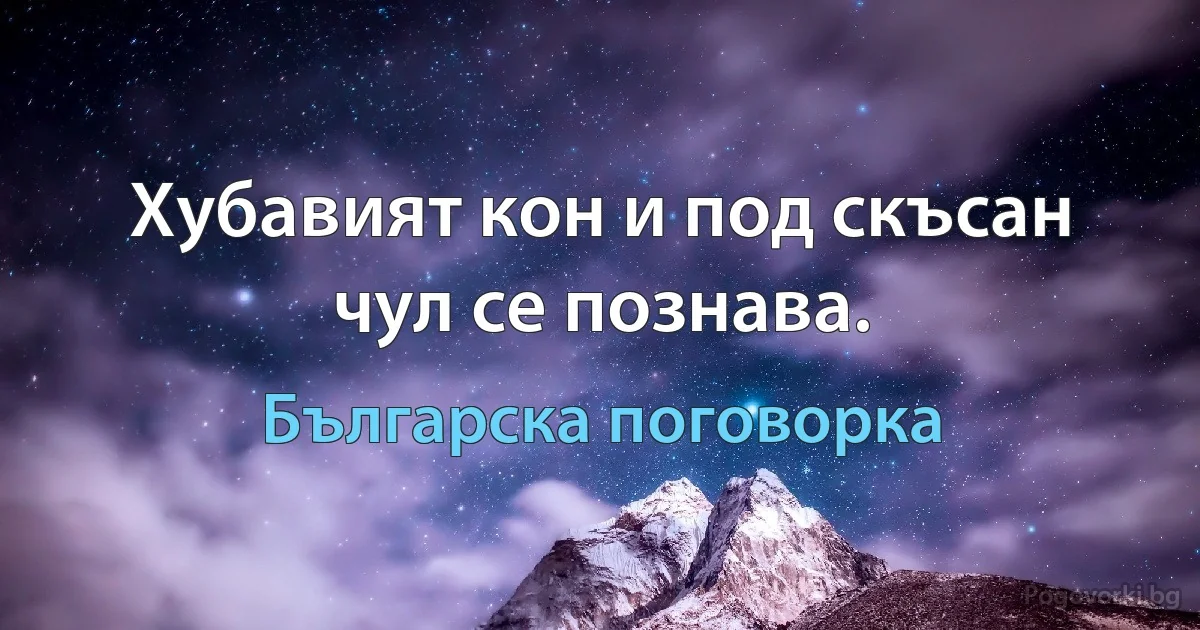 Хубавият кон и под скъсан чул се познава. (Българска поговорка)