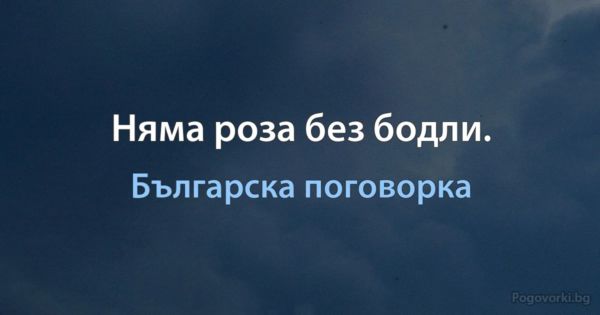 Няма роза без бодли. (Българска поговорка)