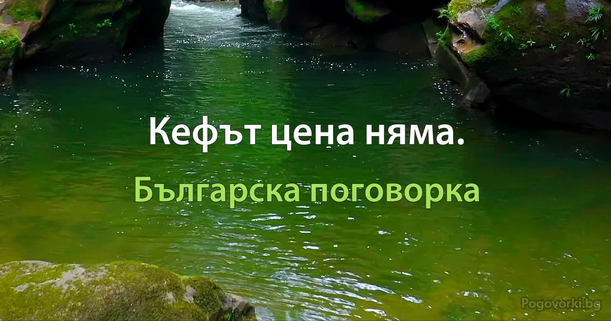 Кефът цена няма. (Българска поговорка)