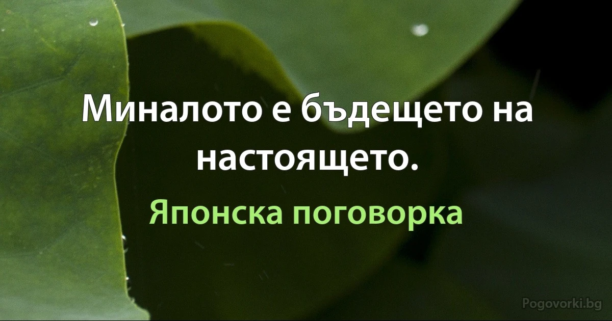 Миналото е бъдещето на настоящето. (Японска поговорка)