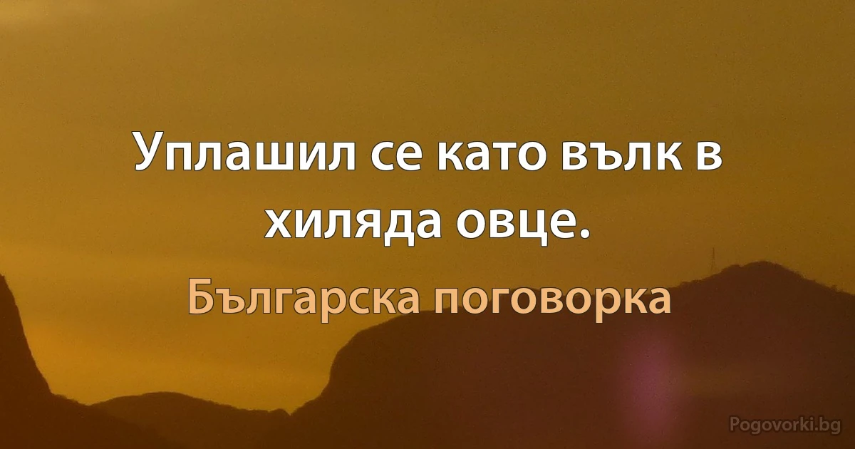 Уплашил се като вълк в хиляда овце. (Българска поговорка)