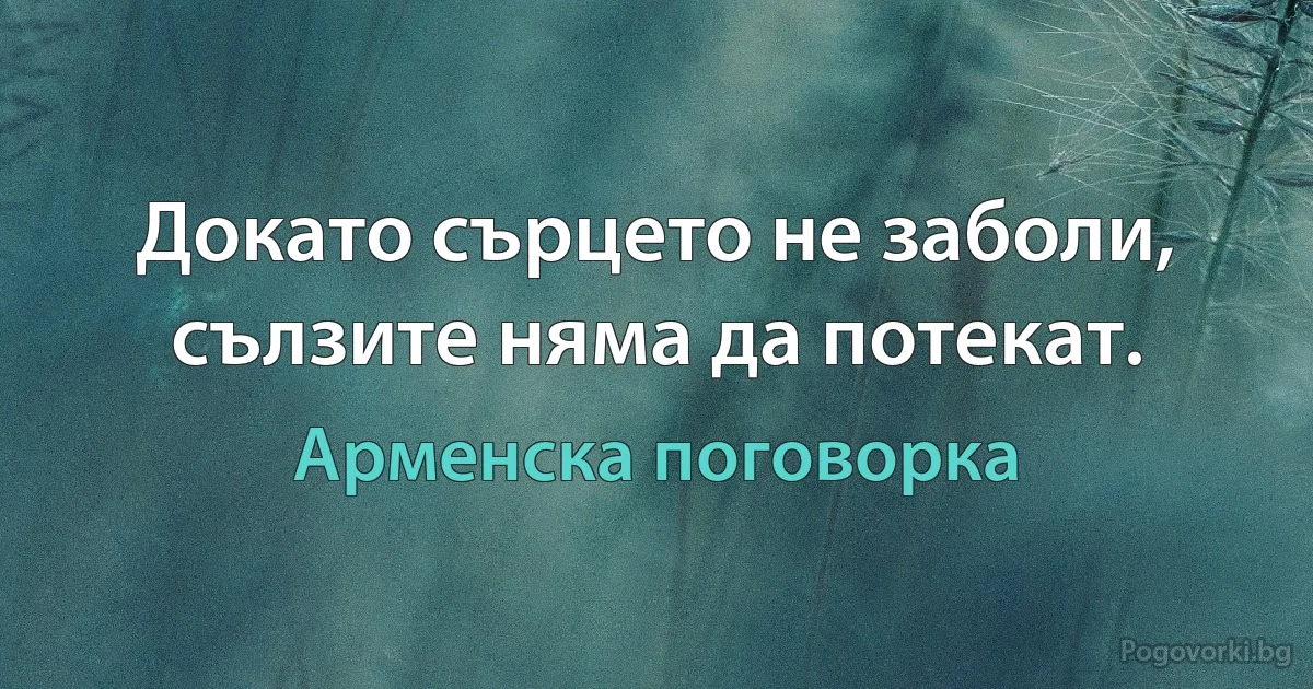 Докато сърцето не заболи, сълзите няма да потекат. (Арменска поговорка)