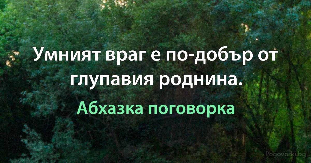 Умният враг е по-добър от глупавия роднина. (Абхазка поговорка)