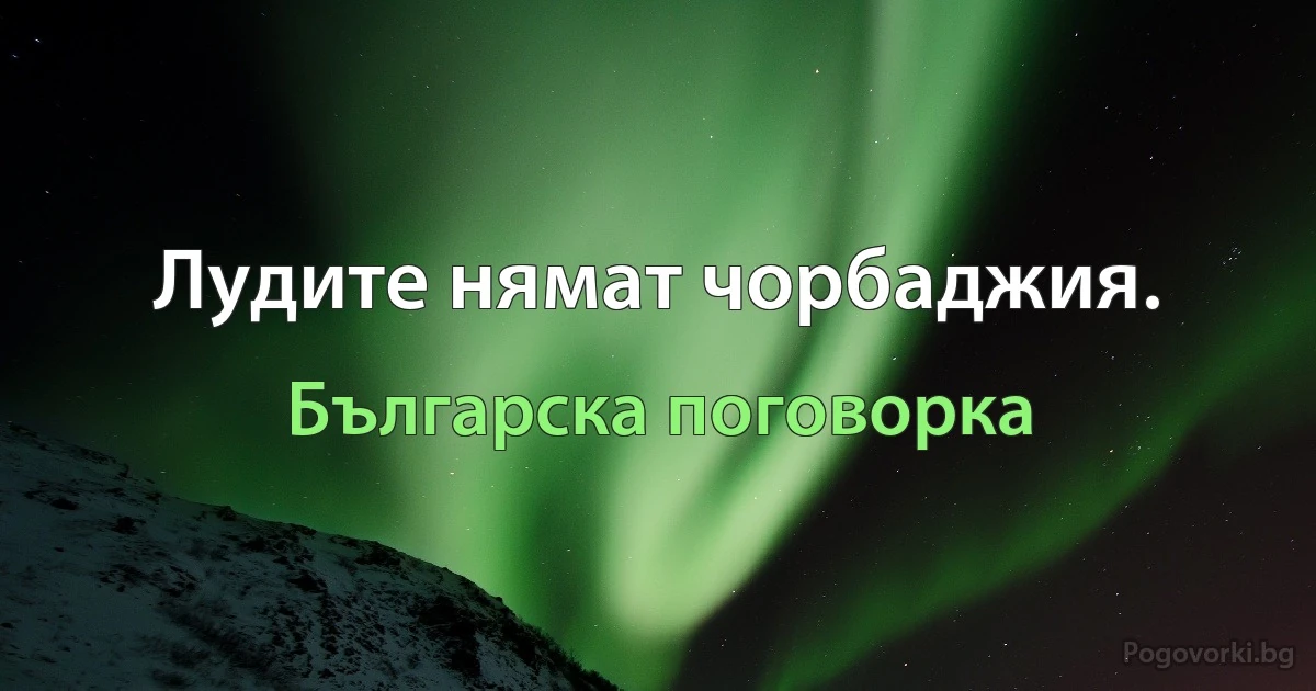 Лудите нямат чорбаджия. (Българска поговорка)