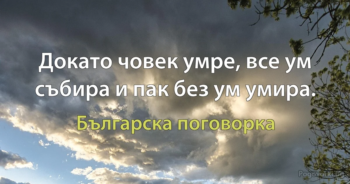 Докато човек умре, все ум събира и пак без ум умира. (Българска поговорка)