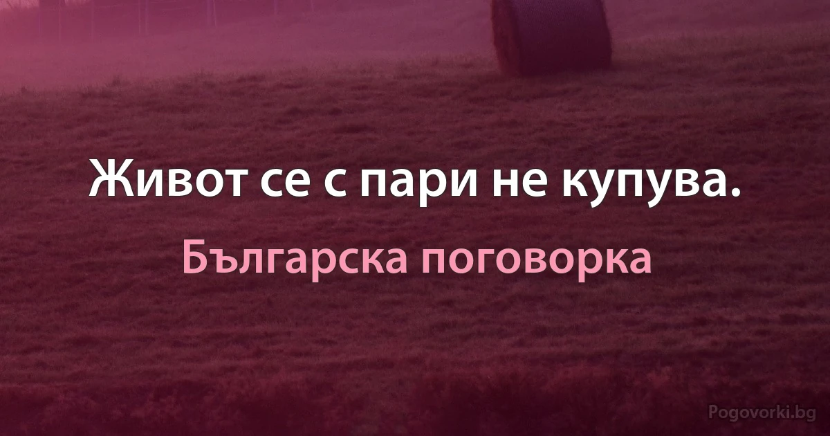 Живот се с пари не купува. (Българска поговорка)