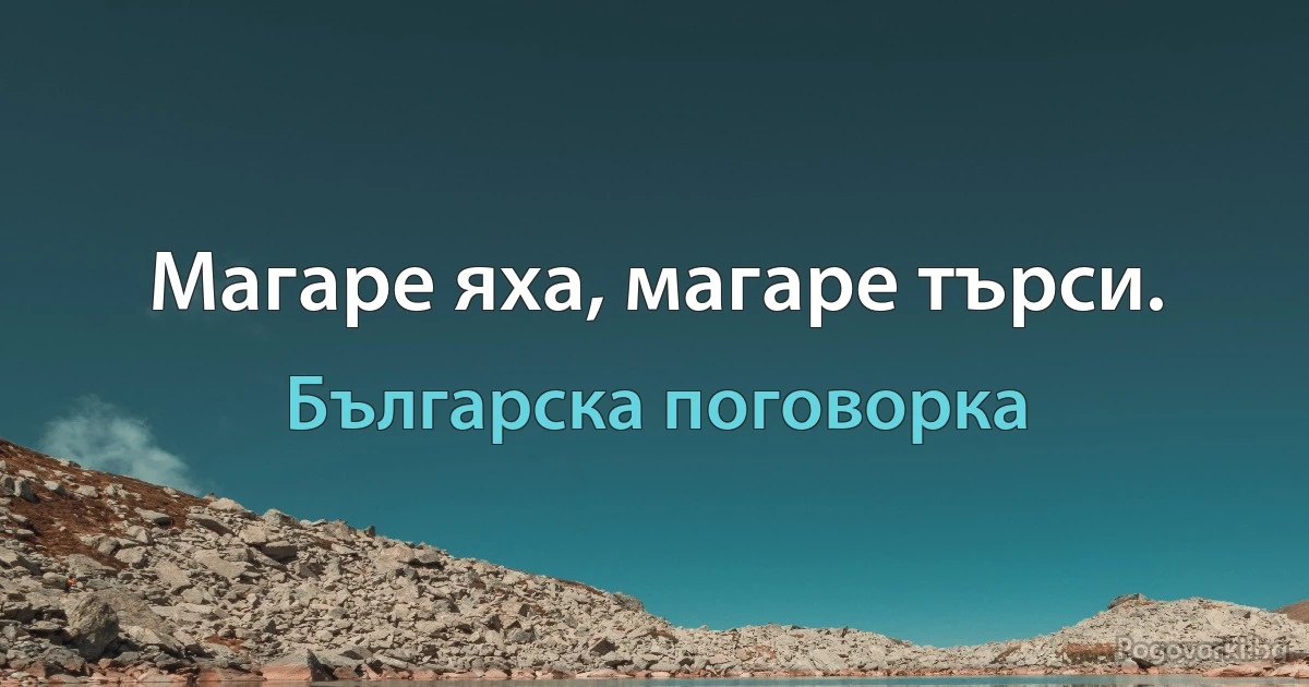 Магаре яха, магаре търси. (Българска поговорка)