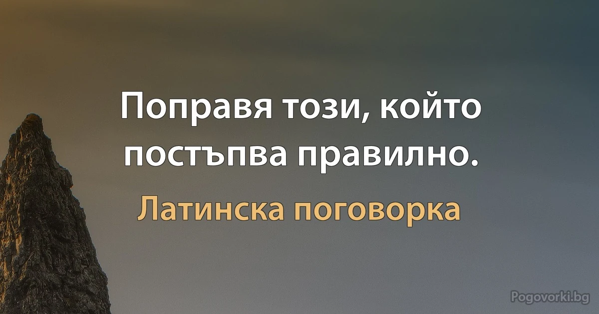 Поправя този, който постъпва правилно. (Латинска поговорка)