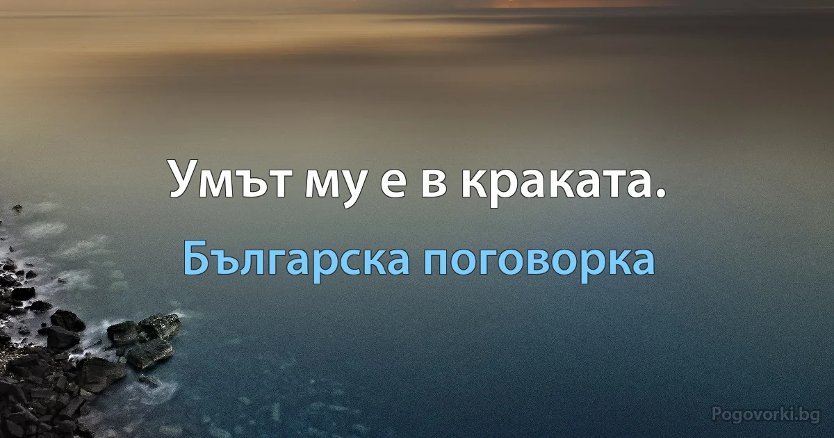 Умът му е в краката. (Българска поговорка)