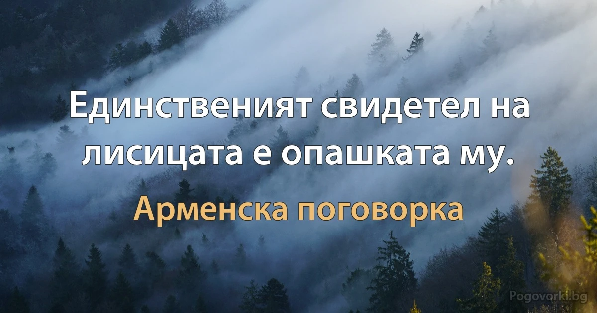 Единственият свидетел на лисицата е опашката му. (Арменска поговорка)