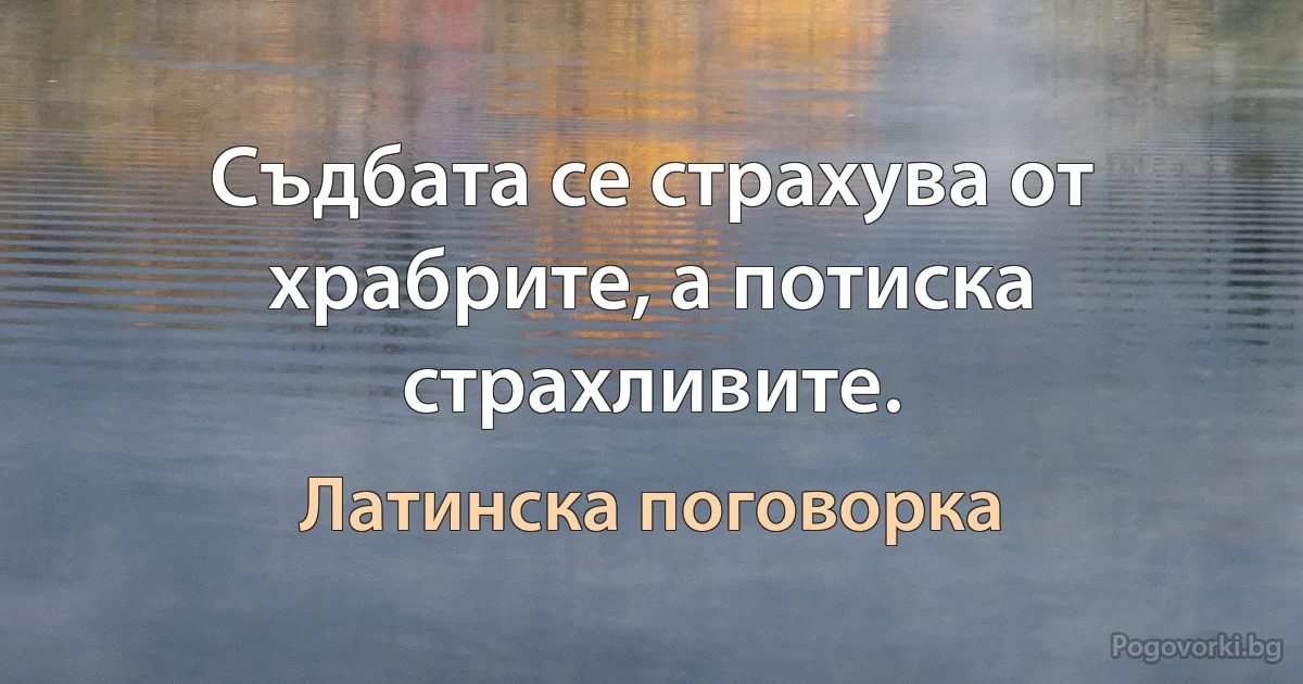 Съдбата се страхува от храбрите, а потиска страхливите. (Латинска поговорка)