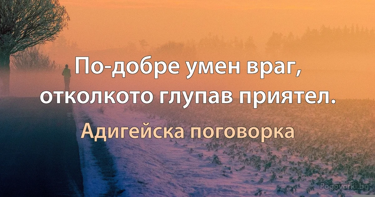 По-добре умен враг, отколкото глупав приятел. (Адигейска поговорка)