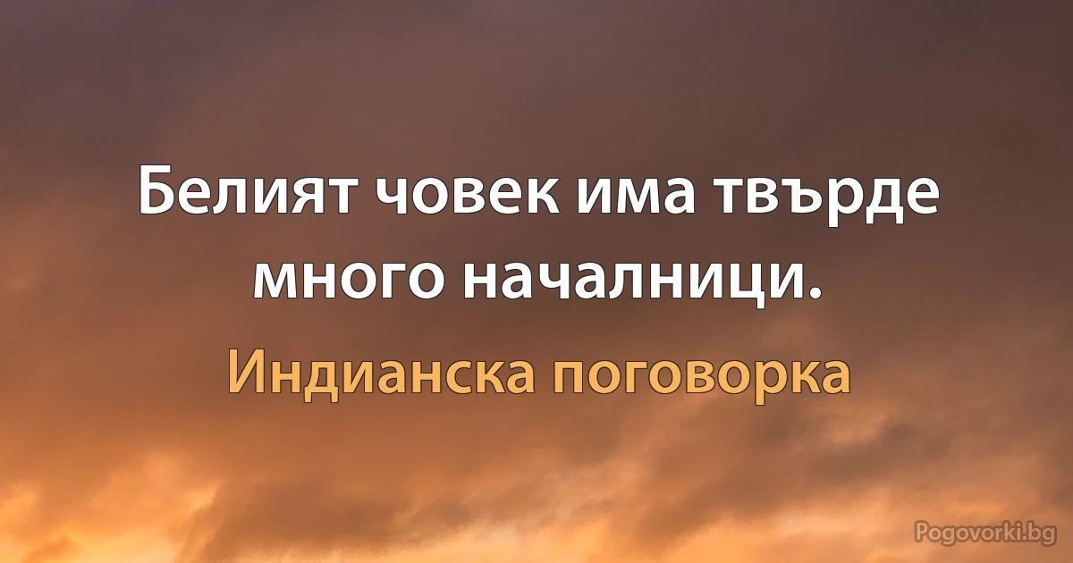 Белият човек има твърде много началници. (Индианска поговорка)