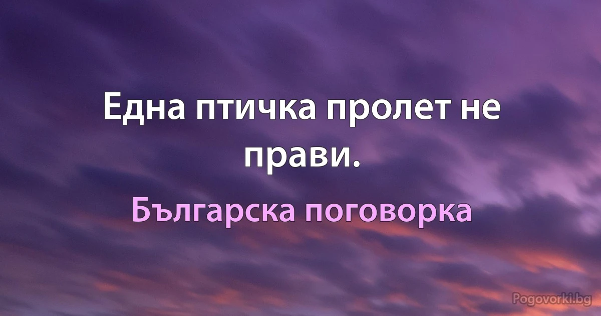 Една птичка пролет не прави. (Българска поговорка)