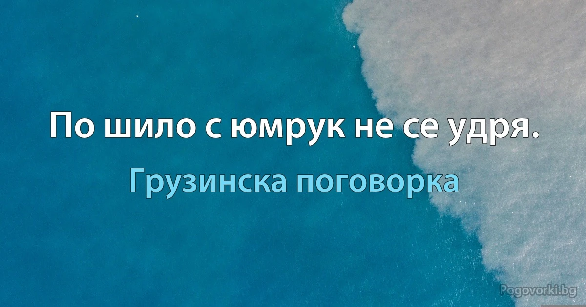 По шило с юмрук не се удря. (Грузинска поговорка)