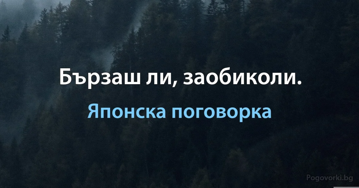 Бързаш ли, заобиколи. (Японска поговорка)