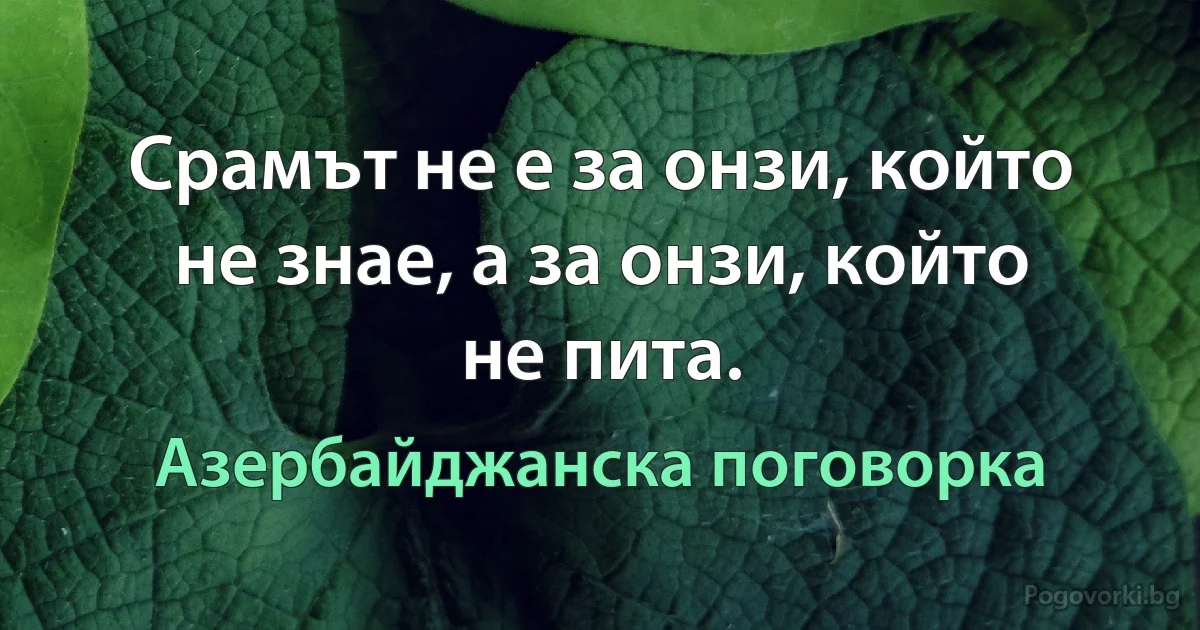 Срамът не е за онзи, който не знае, а за онзи, който не пита. (Азербайджанска поговорка)