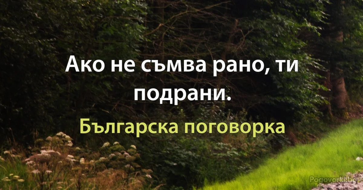 Ако не съмва рано, ти подрани. (Българска поговорка)