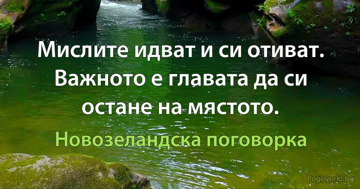 Мислите идват и си отиват. Важното е главата да си остане на мястото. (Новозеландска поговорка)