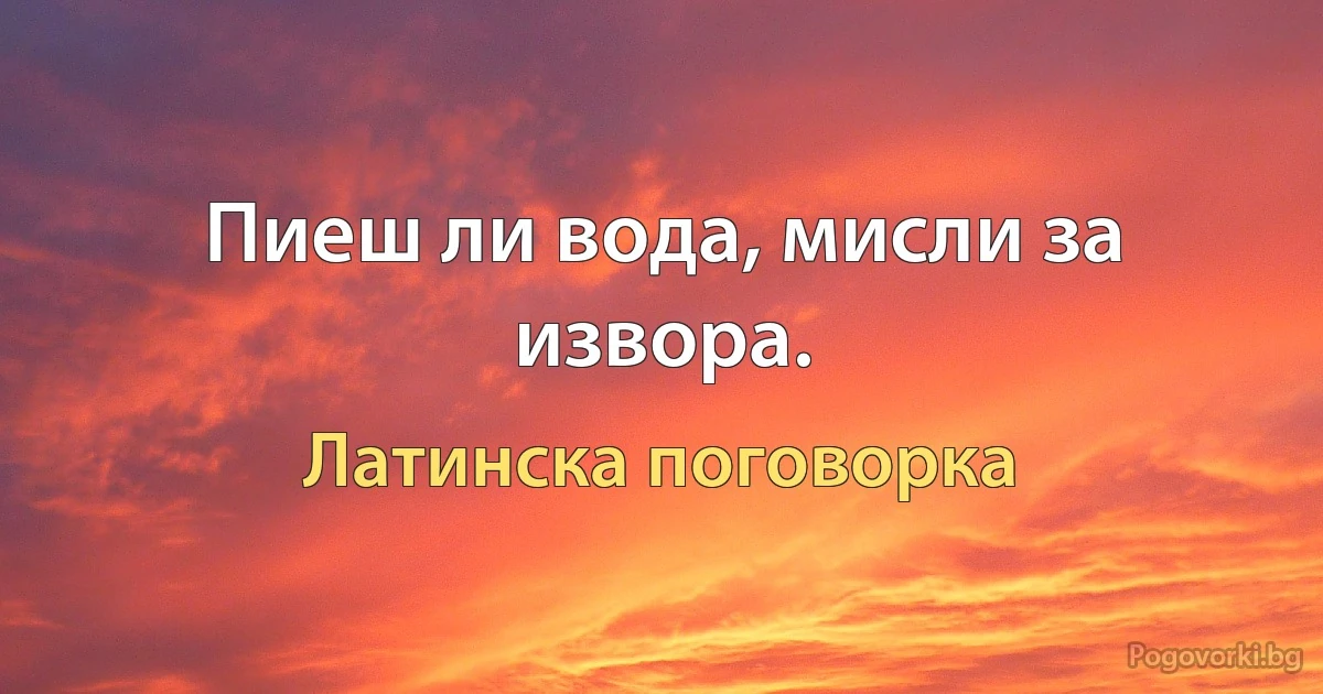 Пиеш ли вода, мисли за извора. (Латинска поговорка)