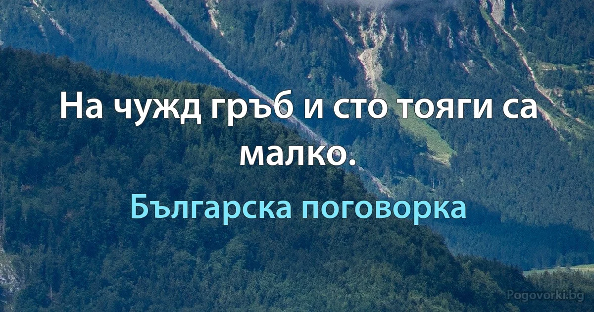 На чужд гръб и сто тояги са малко. (Българска поговорка)