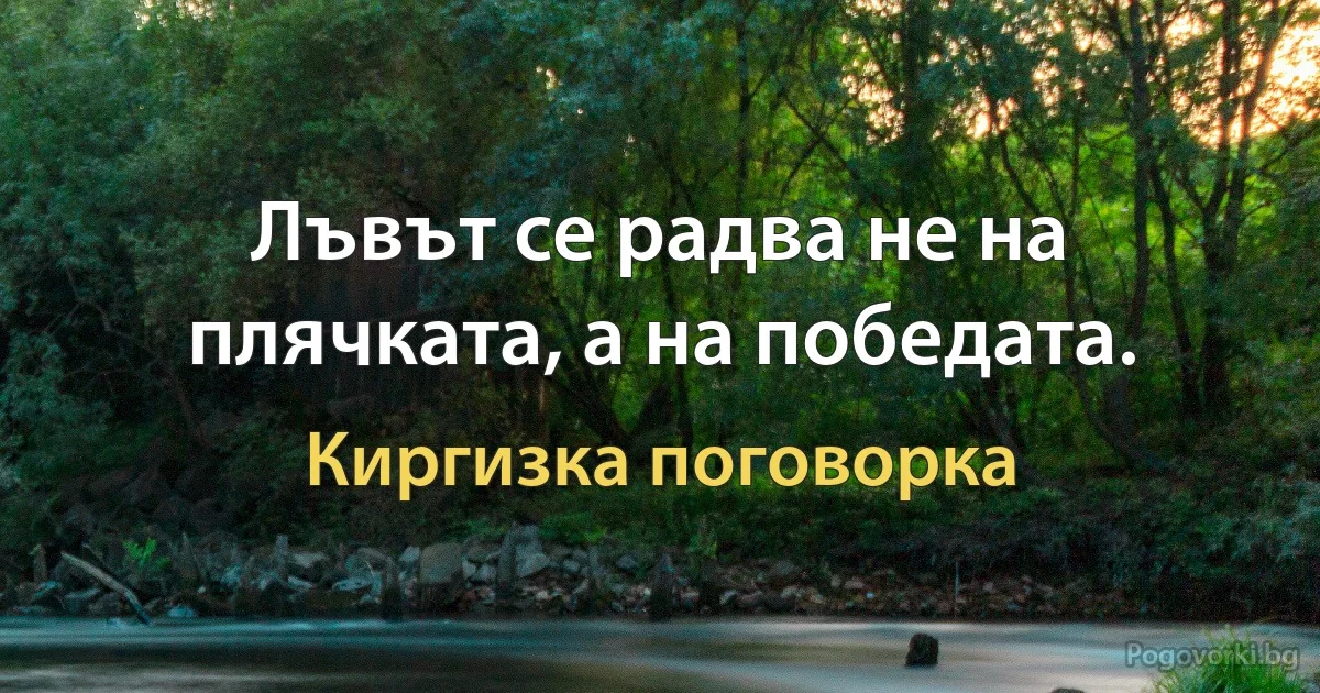 Лъвът се радва не на плячката, а на победата. (Киргизка поговорка)