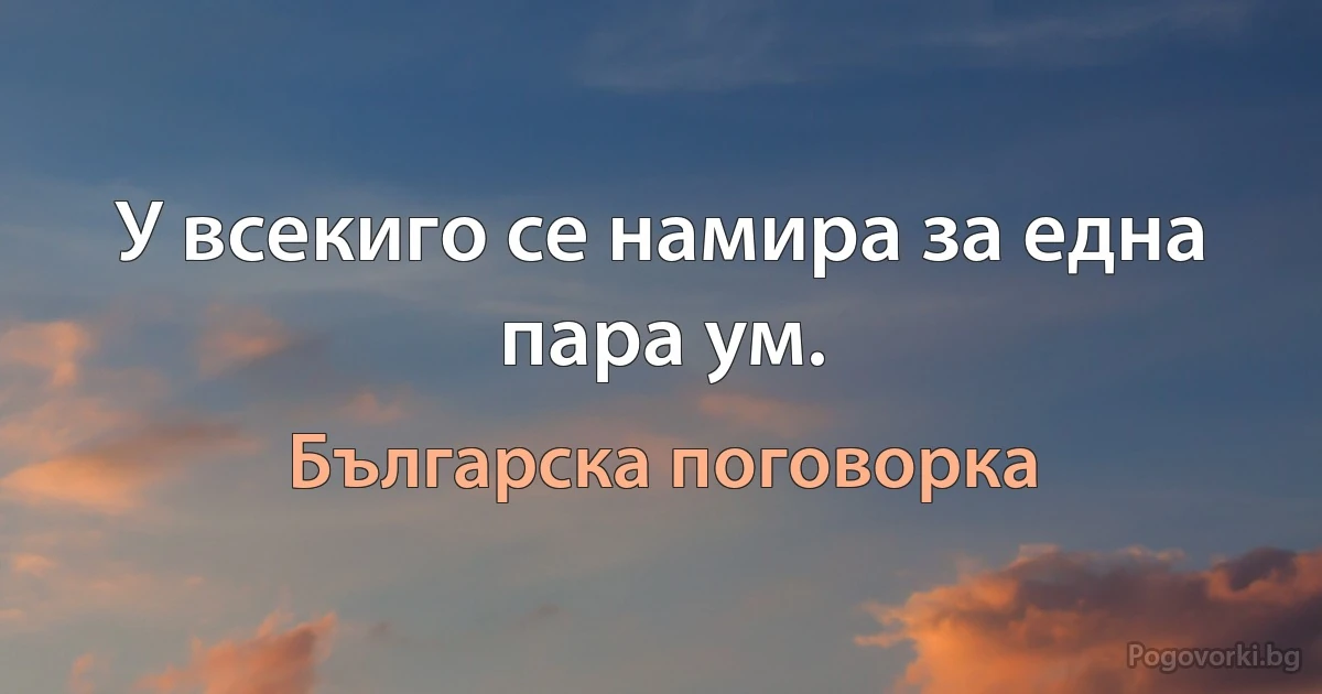 У всекиго се намира за една пара ум. (Българска поговорка)