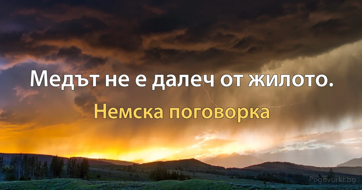 Медът не е далеч от жилото. (Немска поговорка)