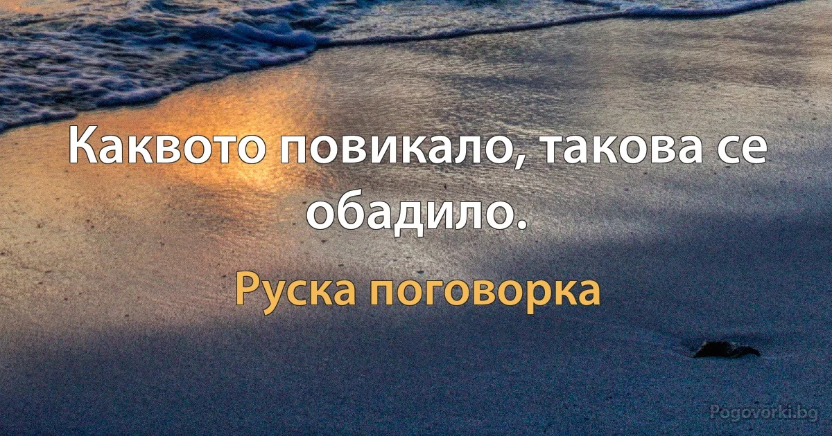 Каквото повикало, такова се обадило. (Руска поговорка)