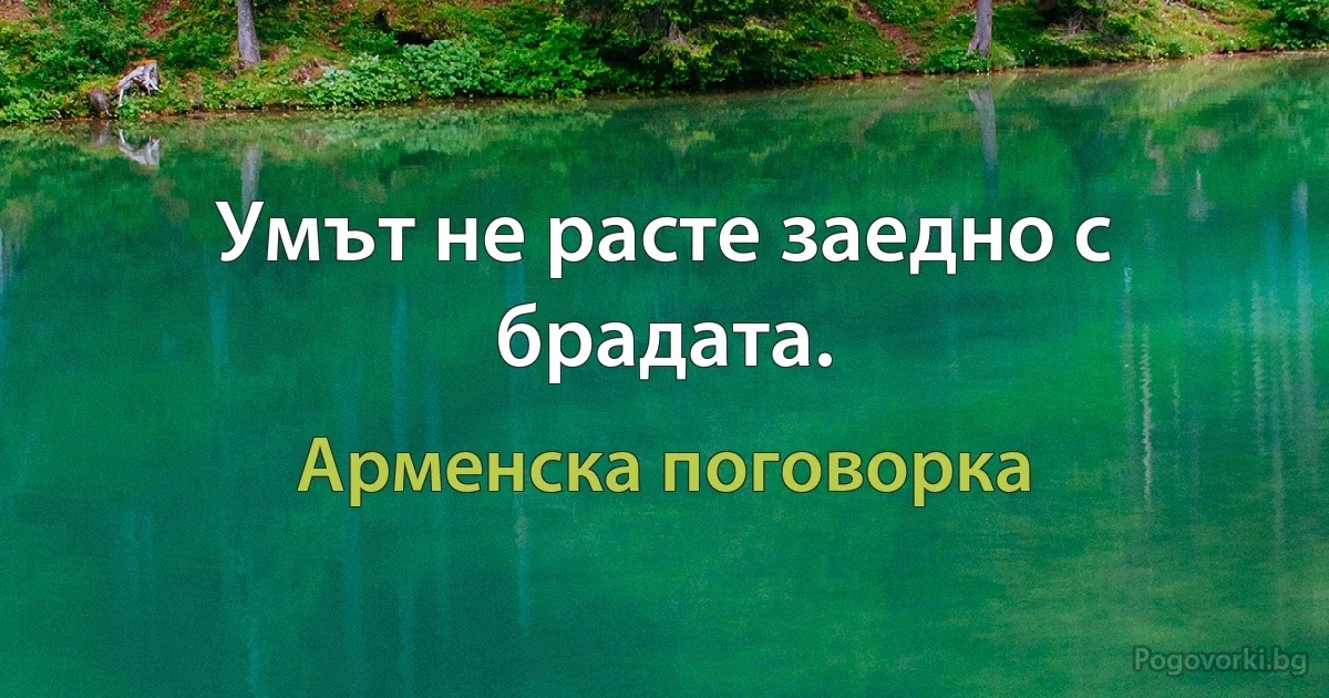 Умът не расте заедно с брадата. (Арменска поговорка)