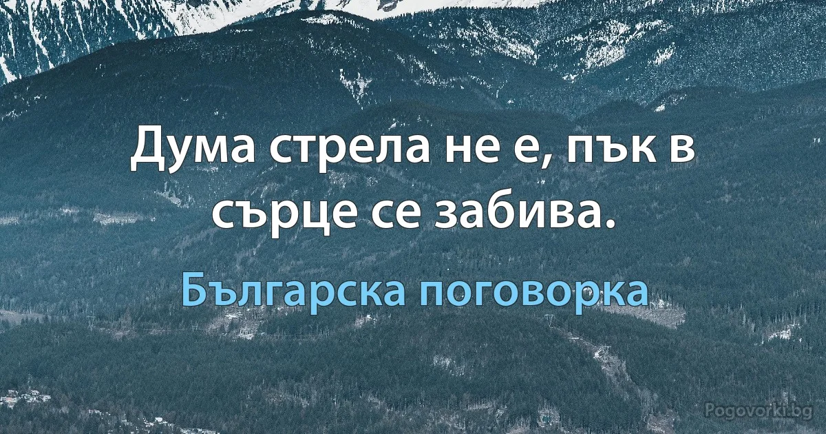 Дума стрела не е, пък в сърце се забива. (Българска поговорка)