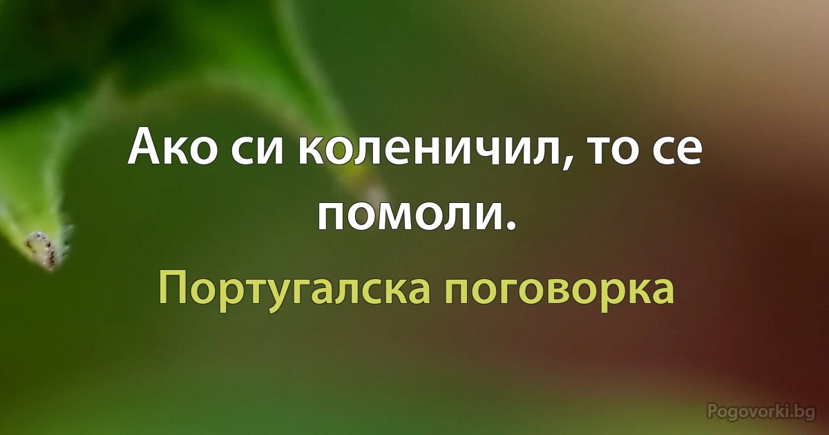 Ако си коленичил, то се помоли. (Португалска поговорка)