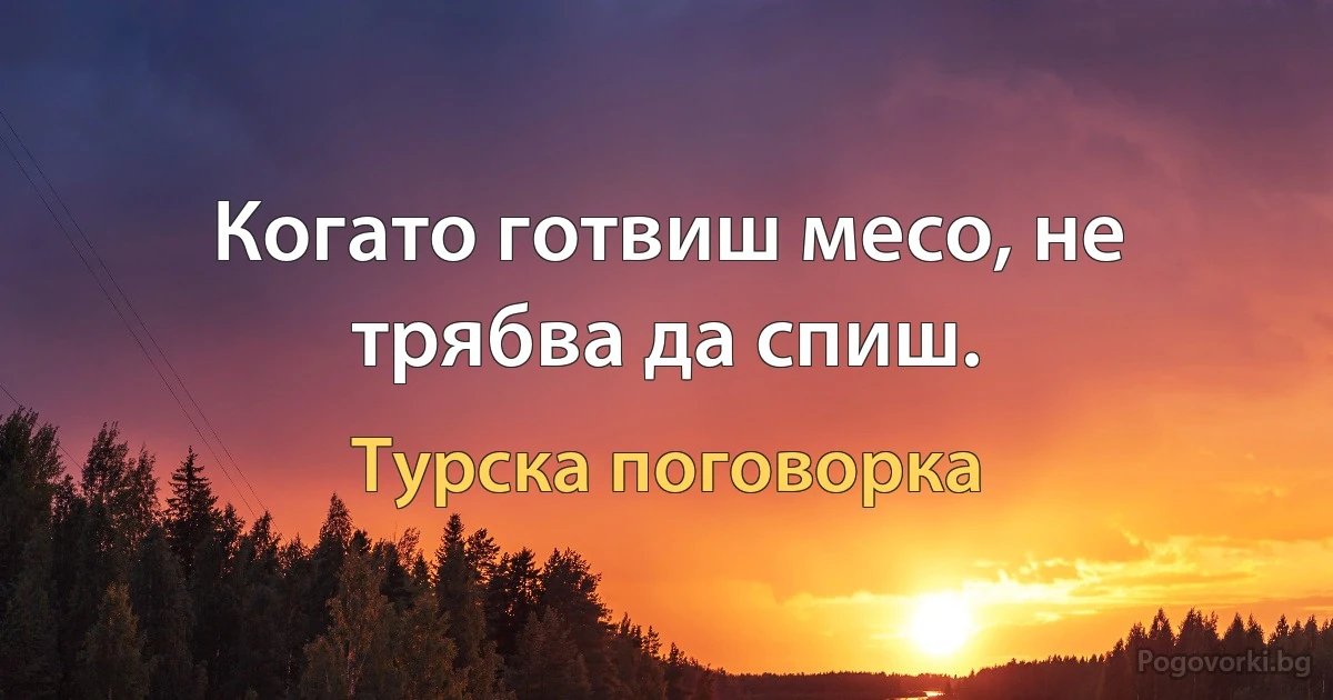 Когато готвиш месо, не трябва да спиш. (Турска поговорка)