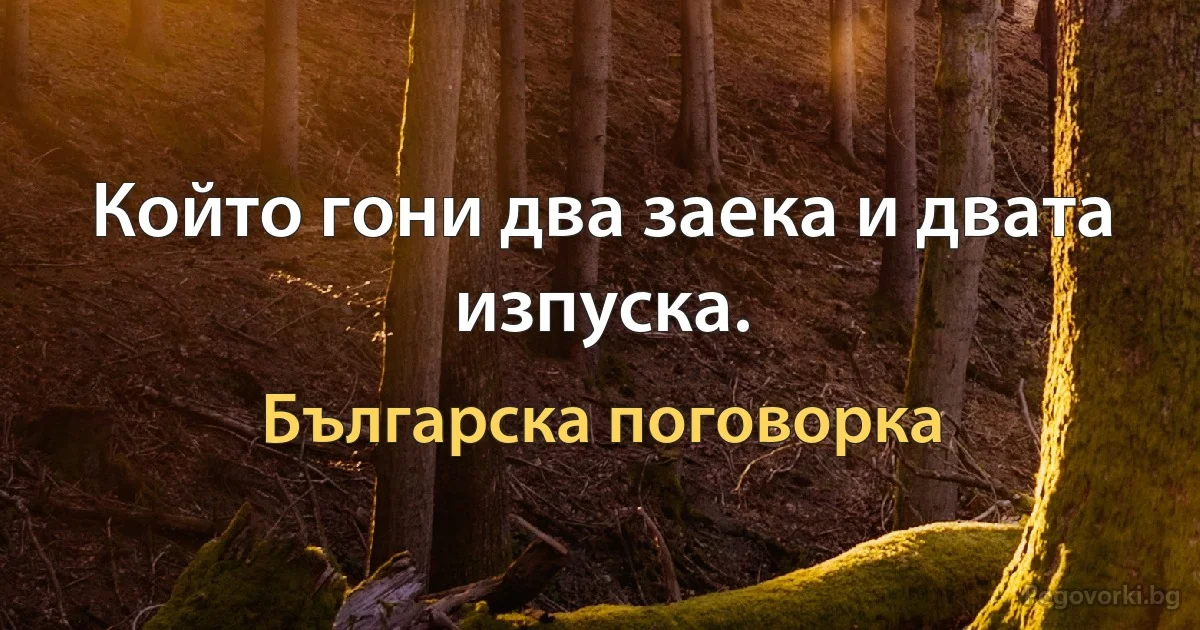 Който гони два заека и двата изпуска. (Българска поговорка)