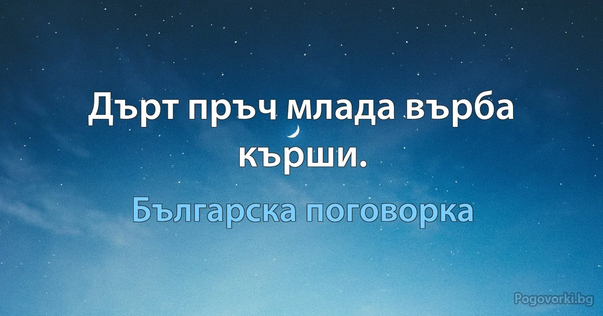 Дърт пръч млада върба кърши. (Българска поговорка)