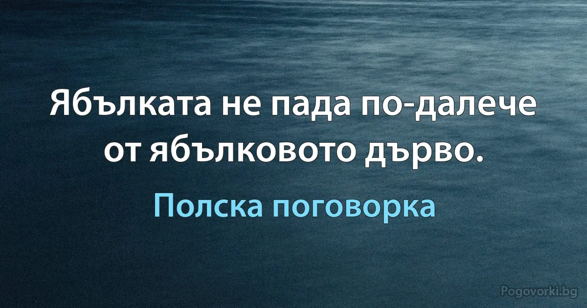 Ябълката не пада по-далече от ябълковото дърво. (Полска поговорка)